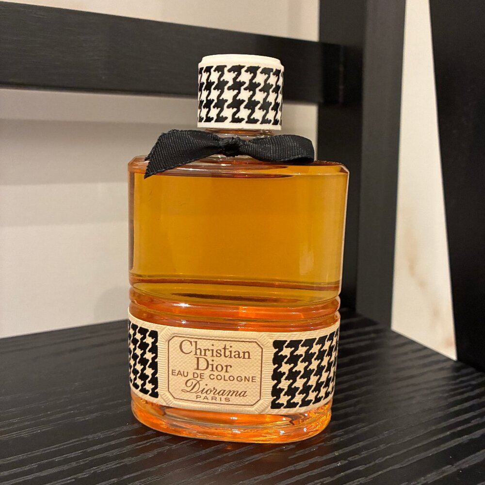 Vtg Christian Dior Eau De Cologne DIORAMA 4floz - Houndstooth Black bow - NEW